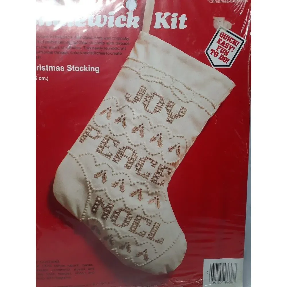 Vtg Paragon Creative Moments Candlewick Stocking Kit Christmas Greetings 8638